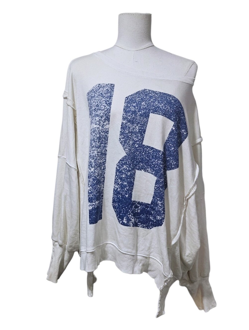 We The Free Graphic Camden Sweatshirt with Distressed Blue '18' Graphic Small - Picture 2 of 8